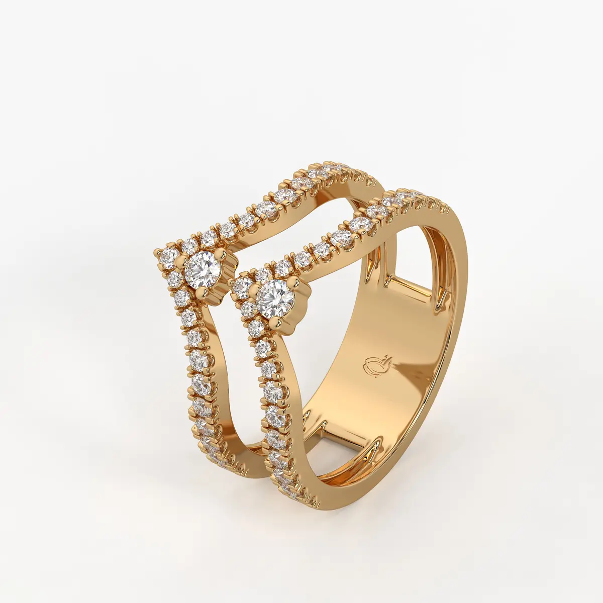 Chevron Pavé Stackable Ladies Ring